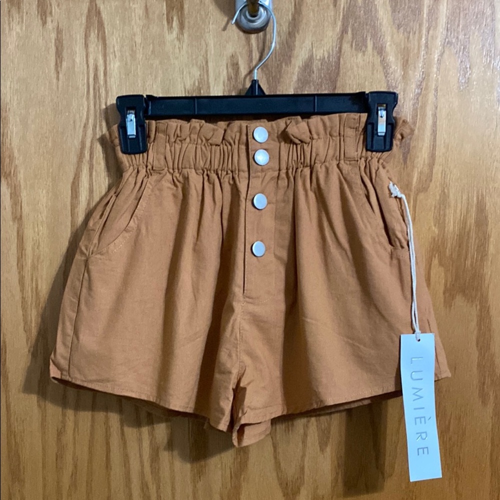 Lumiere Rust High Waist Shorts with Relaxed Fit